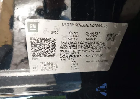 2019 Chevrolet Tahoe Lt из США, поврежденный, VIN 1GNSKBKC5KR382828